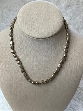 Jan Feld Women's Silver Metallic Nugget Bead Statement Necklace Vintage A1-5